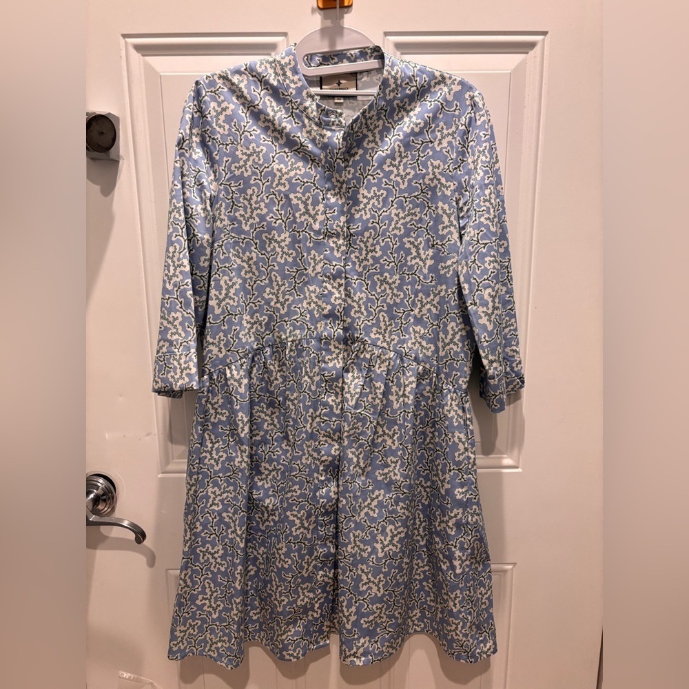 Tuckernuck Blue Coral Button Down Shirtdress xs